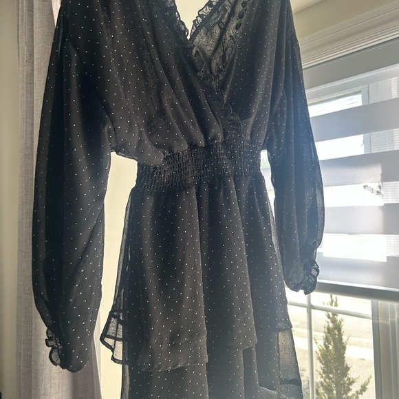 Dynamite Black Polka Dot Mini Dress - Picture 3 of 3